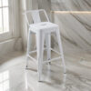 Giri 30 Inch Barstool Chair, Set of 4, Footrest and Tapered Legs, White Metal Finish