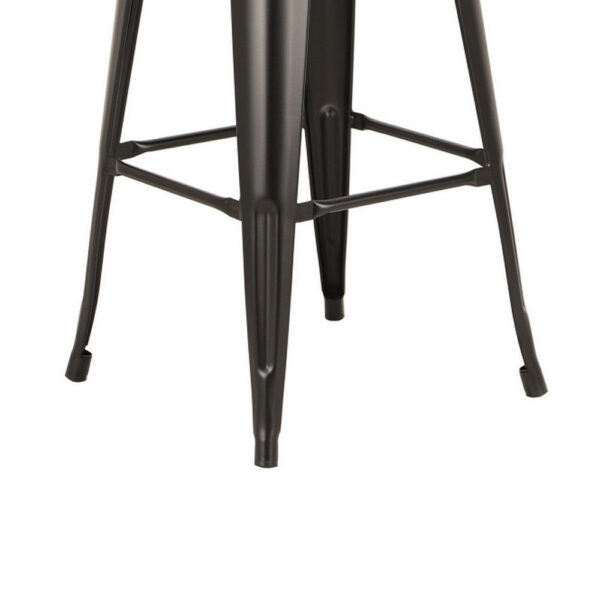 Giri 26 Inch Counter Stool Chair, Set of 4, Footrest and Tapered Legs, White Metal