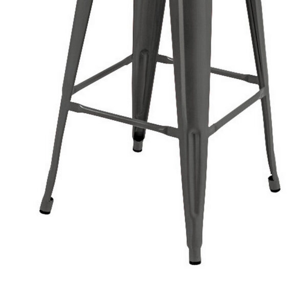Giri 26 Inch Counter Stool Chair, Set of 4, Footrest and Tapered Legs, Light Gray