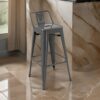 Giri 26 Inch Counter Stool Chair, Set of 4, Footrest and Tapered Legs, Light Gray
