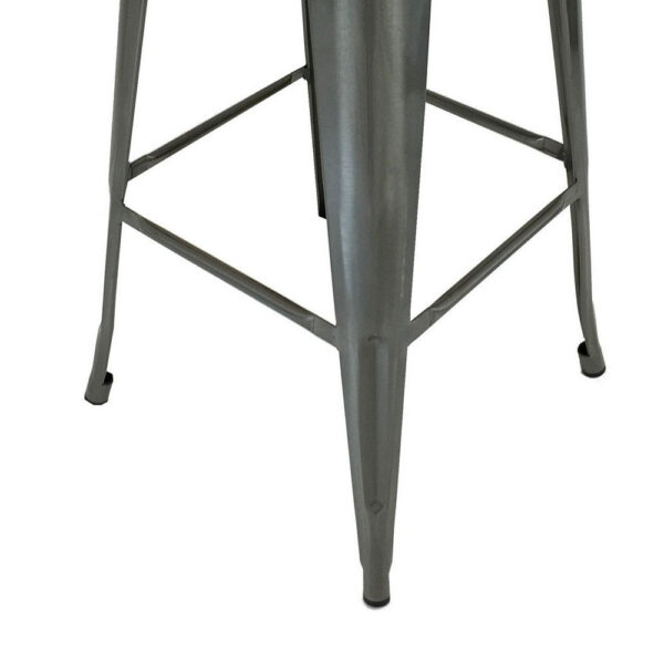 Trace 30 Inch Barstool Chair, Set of 4, Low Back, Wood Seat, Light Gray Metal