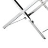 Myra 21 Inch Accent Stool, Black Faux Leather, Chrome Finished Cross Legs