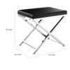 Myra 21 Inch Accent Stool, Black Faux Leather, Chrome Finished Cross Legs