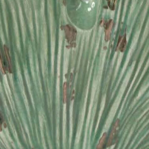 18 Inch Accent Vase, Intricate Kelp Design, Green Ceramic, Brown Accents