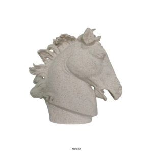 25 Inch Horse Head Figurine Statuette, Lifelike Design, White Resin