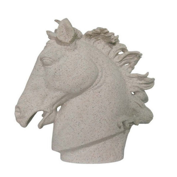 25 Inch Horse Head Figurine Statuette, Lifelike Design, White Resin