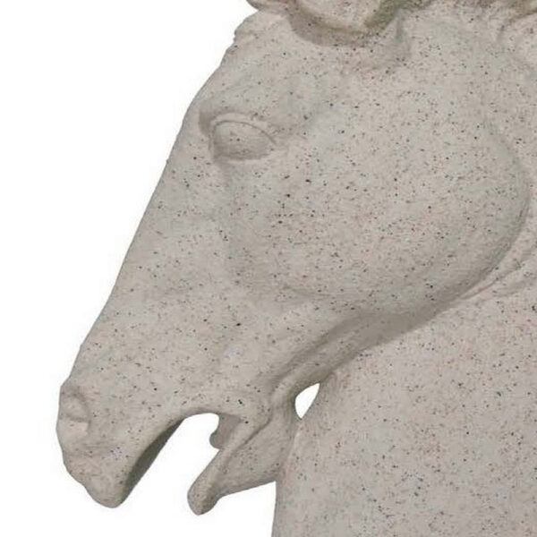 25 Inch Horse Head Figurine Statuette, Lifelike Design, White Resin
