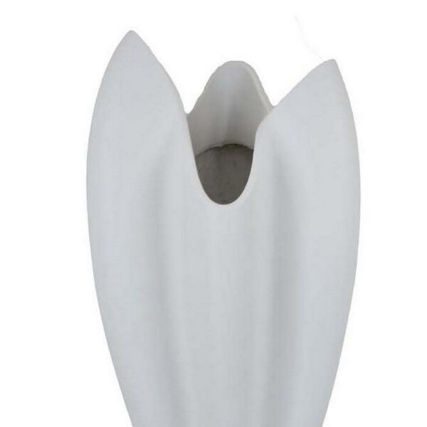 24 Inch Accent Vase, Tulip Design, Square Base, Modern White Resin Finish