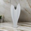 24 Inch Accent Vase, Tulip Design, Square Base, Modern White Resin Finish