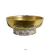 16 Inch Decorative Bowl, Distressed Gold Finish, Modern Aesthetic, Ceramic
