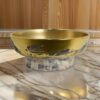 16 Inch Decorative Bowl, Distressed Gold Finish, Modern Aesthetic, Ceramic