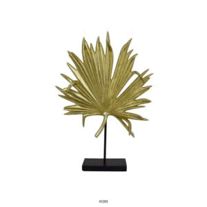Menny 21 Inch Palm Leaf Resin Decorative Sculpture, Resin Gold Finish