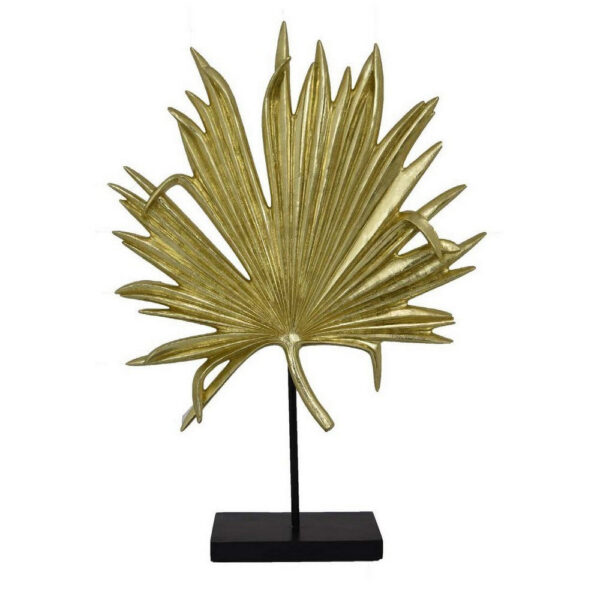 Menny 21 Inch Palm Leaf Resin Decorative Sculpture, Resin Gold Finish