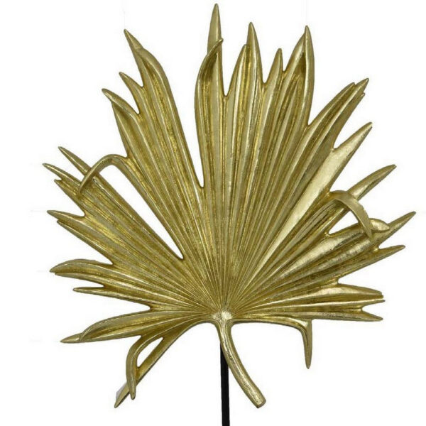 Menny 21 Inch Palm Leaf Resin Decorative Sculpture, Resin Gold Finish