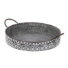 18, 20 Inch Set of 2 Round Serving Trays with Handles, Galvanized Gray Iron