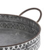 18, 20 Inch Set of 2 Round Serving Trays with Handles, Galvanized Gray Iron