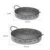 18, 20 Inch Set of 2 Round Serving Trays with Handles, Galvanized Gray Iron