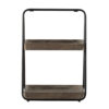 Nick 19 Inch 2 Tier Decorative Tray Stand, Black Iron Frame, Gray Wood