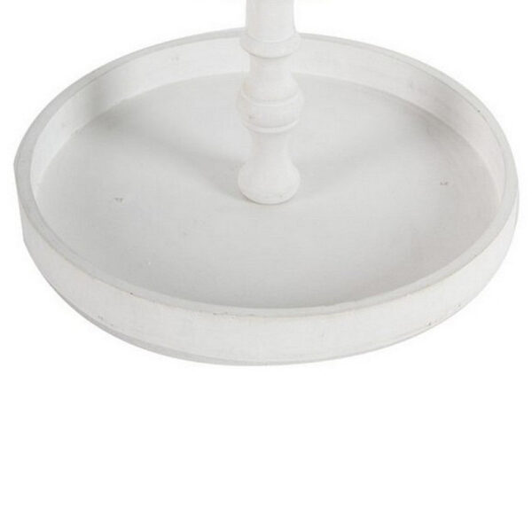 Semy 15 Inch 2 Tier Round Decorative Serving Tray, White Wood Finish