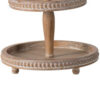Mike 17 Inch 2 Tier Round Serving Tray, Handle, Beaded Trim, Brown Wood
