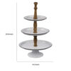 Mlyn 24 Inch 3 Tier Serving Tray, Round Metal Base, White Brown, and Black