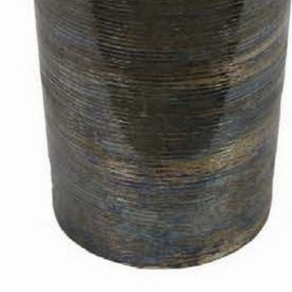 32 Inch Metal Vase, Tumbler Shape, Narrow Base, Multicolored Glossy Finish