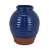 Kohl 15 Inch Decorative Vase, Pot Shape, Ceramic, Blue and Brown Finish