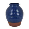 Kohl 15 Inch Decorative Vase, Pot Shape, Ceramic, Blue and Brown Finish
