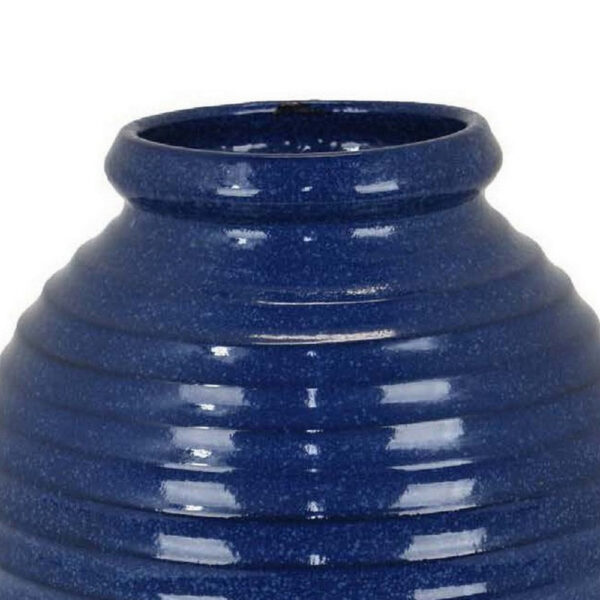 Kohl 15 Inch Decorative Vase, Pot Shape, Ceramic, Blue and Brown Finish