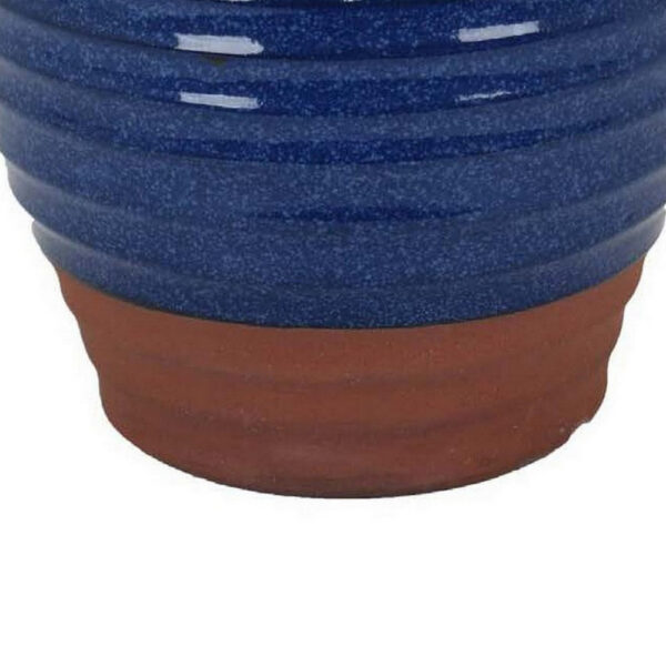 Kohl 15 Inch Decorative Vase, Pot Shape, Ceramic, Blue and Brown Finish
