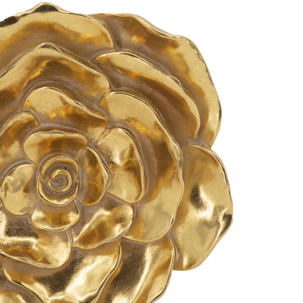 Dazzle 7, 8 Inch Rose Wall Accent, 3 Dimensional, Set of 2, Gold Resin