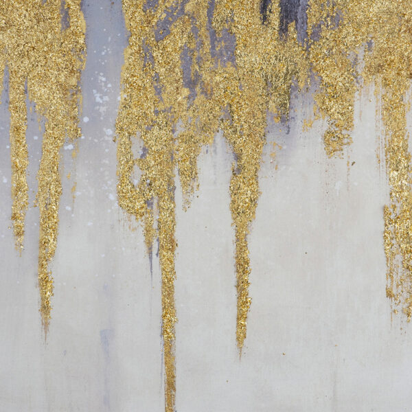 39 x 39 Framed Oil Painting, Gold Flakes, Square Polyester Canvas, Abstract