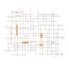 Rio 32 Inch Wall Art Decor, White and Gold Geometric Abstract Design, Iron