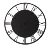 28 Inch Hanging Wall Clock, Round Gear Design, Gold and Black Iron Frame
