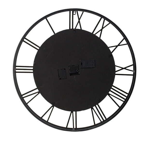 28 Inch Hanging Wall Clock, Round Gear Design, Gold and Black Iron Frame