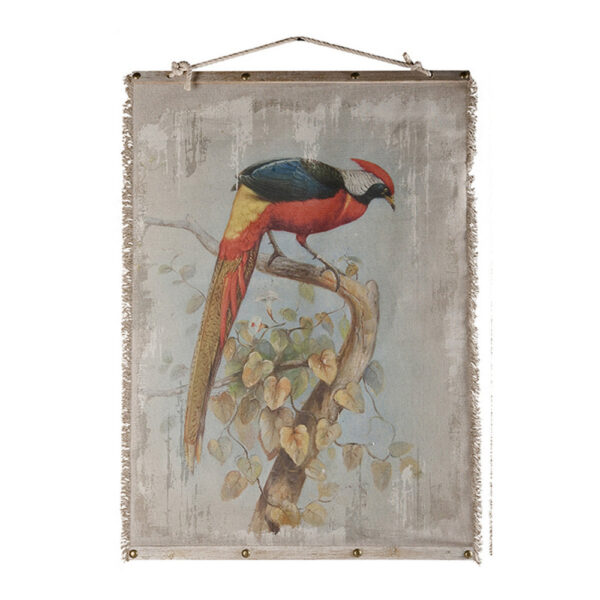 30 x 43 Hanging Wall Art Set of 2, Colorful Birds, Linen, Orange, Blue