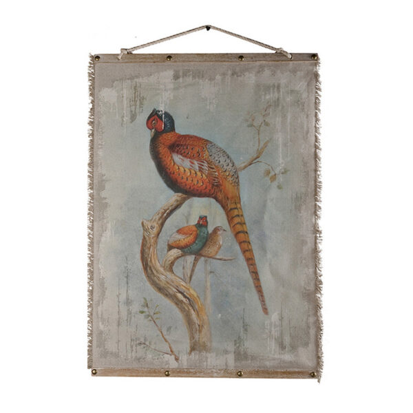 30 x 43 Hanging Wall Art Set of 2, Colorful Birds, Linen, Orange, Blue