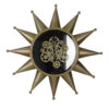 28 Inch Hanging Wall Clock, Sunlike Star Gear Design, Iron, Gold and Black