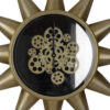 28 Inch Hanging Wall Clock, Sunlike Star Gear Design, Iron, Gold and Black
