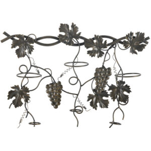 22 Inch Wall Hanging Wine Rack, Grape Bottle Stand, Black Metal