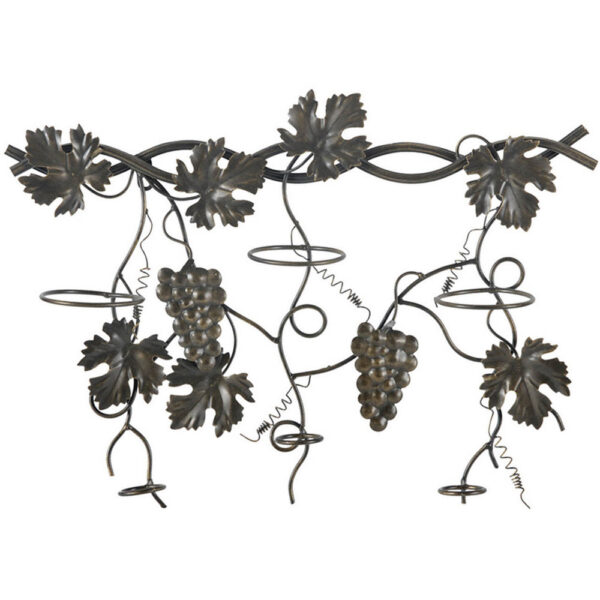 22 Inch Wall Hanging Wine Rack, Grape Bottle Stand, Black Metal