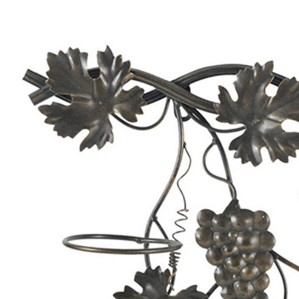 22 Inch Wall Hanging Wine Rack, Grape Bottle Stand, Black Metal