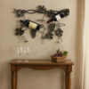 22 Inch Wall Hanging Wine Rack, Grape Bottle Stand, Black Metal