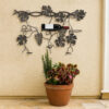 22 Inch Wall Hanging Wine Rack, Grape Bottle Stand, Black Metal