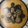21 Inch Round Wall Clock, Gear Design, Numbered Analog, Gold Bronze Iron