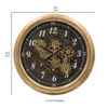 21 Inch Round Wall Clock, Gear Design, Numbered Analog, Gold Bronze Iron