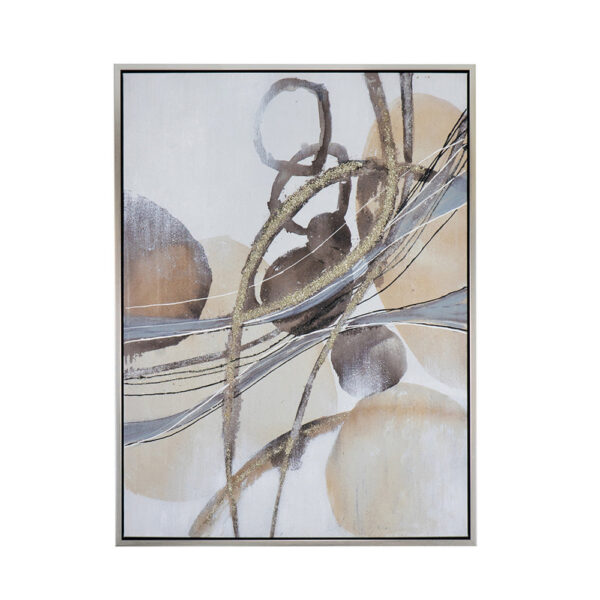 Bny 35 x 47 Abstract Wall Art Print, Watercolor Oil Painting, Brown, Silver