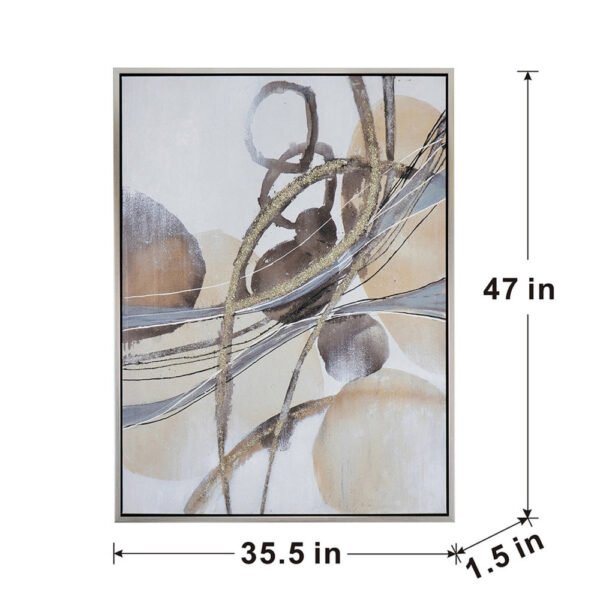 Bny 35 x 47 Abstract Wall Art Print, Watercolor Oil Painting, Brown, Silver
