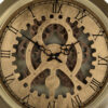 Reny 18 Inch Round Wall Clock, Gear Design, Roman Analog, Gold Bronze