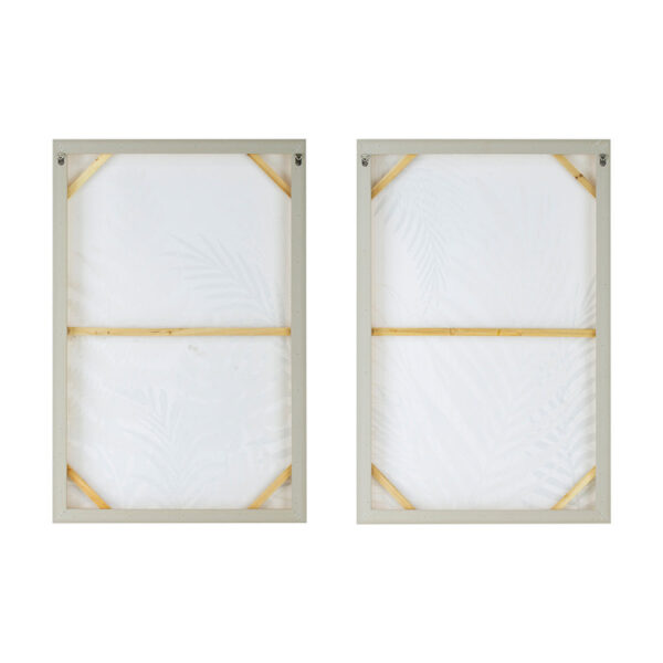 Nir 23 x 35 Set of 2 Palm Leaf Wall Art, Frame Decor, Black Gold, Gray Wood